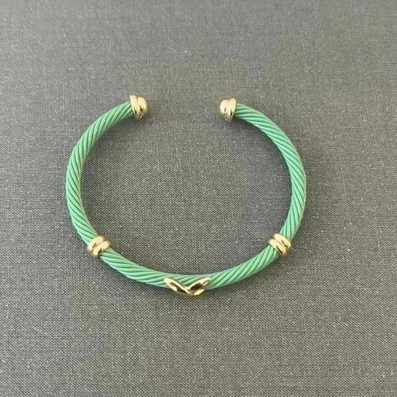 Mint green and gold enamel bracelet - Picture 1 of 3